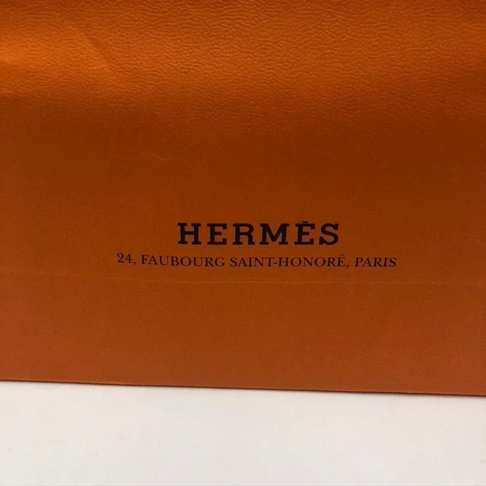 Hermes Authentic Orange Gift Paper Shopping Bag Medium Fold Top 10.5x16.25x4